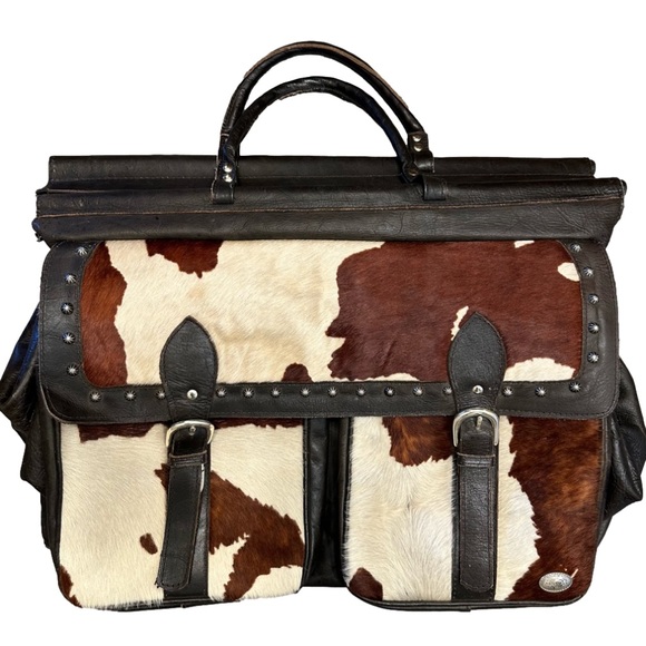 American West Handbags - American West duffel travel bag western leather cowhide brown large